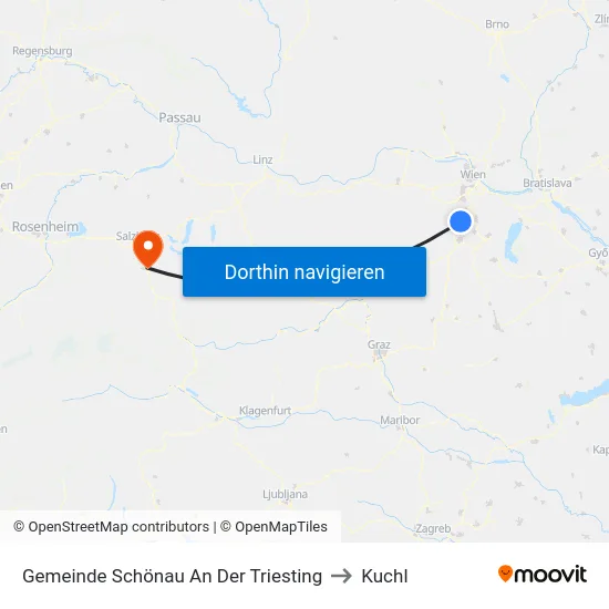 Gemeinde Schönau An Der Triesting to Kuchl map