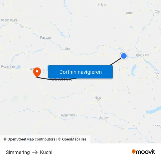 Simmering to Kuchl map