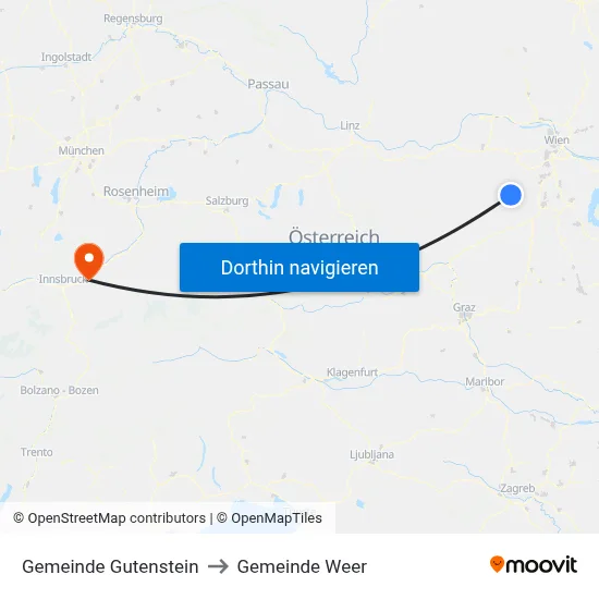 Gemeinde Gutenstein to Gemeinde Weer map