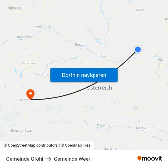 Gemeinde Gföhl to Gemeinde Weer map