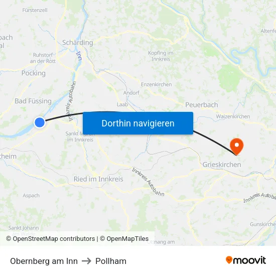 Obernberg am Inn to Pollham map