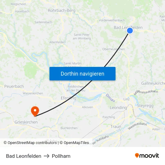 Bad Leonfelden to Pollham map