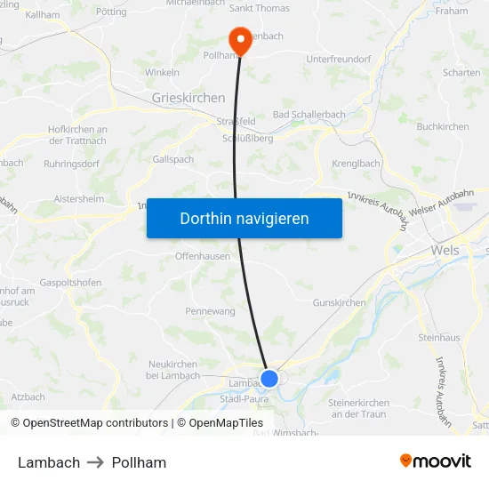 Lambach to Pollham map
