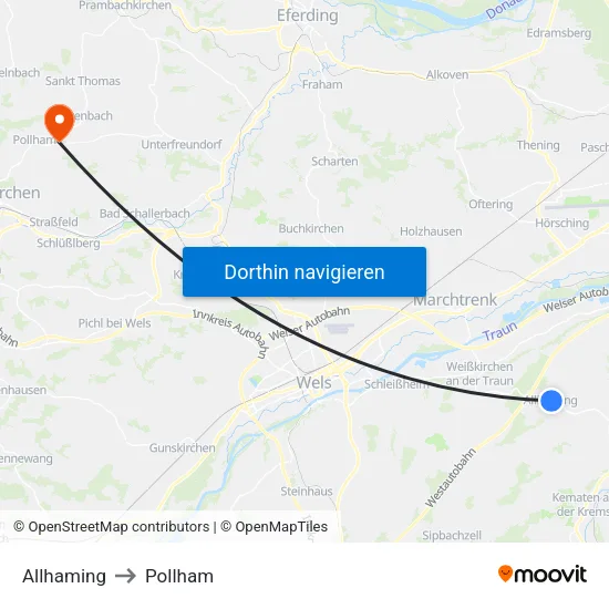 Allhaming to Pollham map