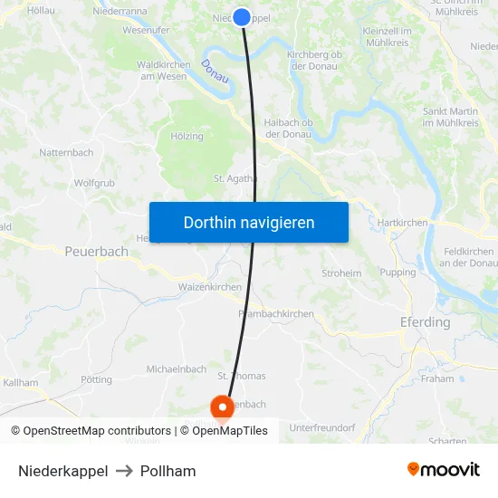 Niederkappel to Pollham map