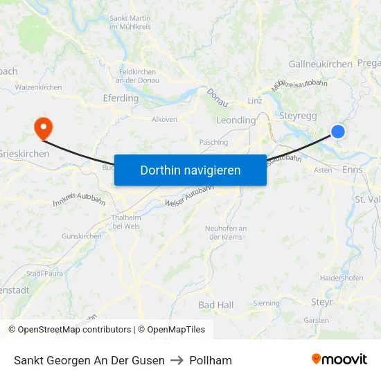 Sankt Georgen An Der Gusen to Pollham map