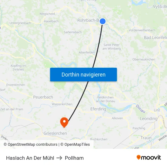 Haslach An Der Mühl to Pollham map