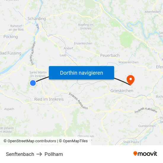Senftenbach to Pollham map