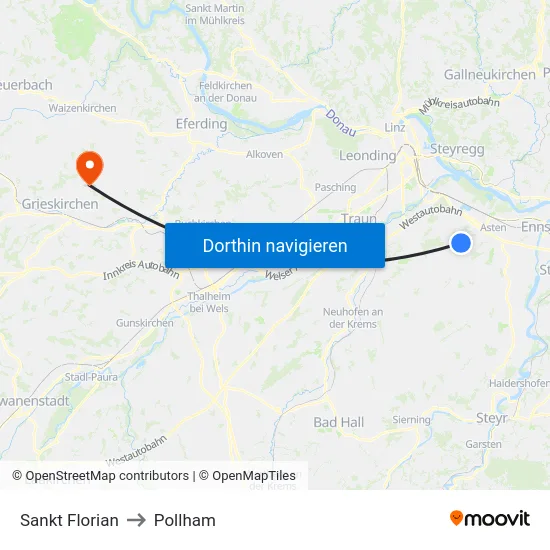 Sankt Florian to Pollham map