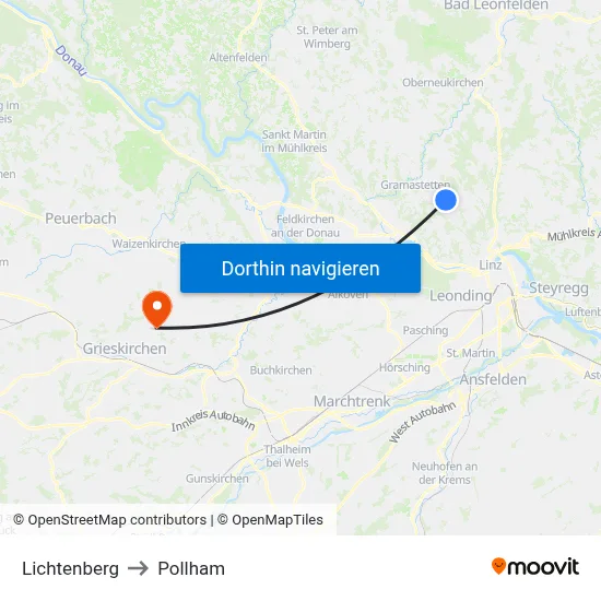 Lichtenberg to Pollham map