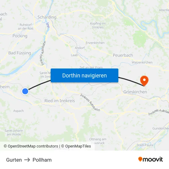Gurten to Pollham map