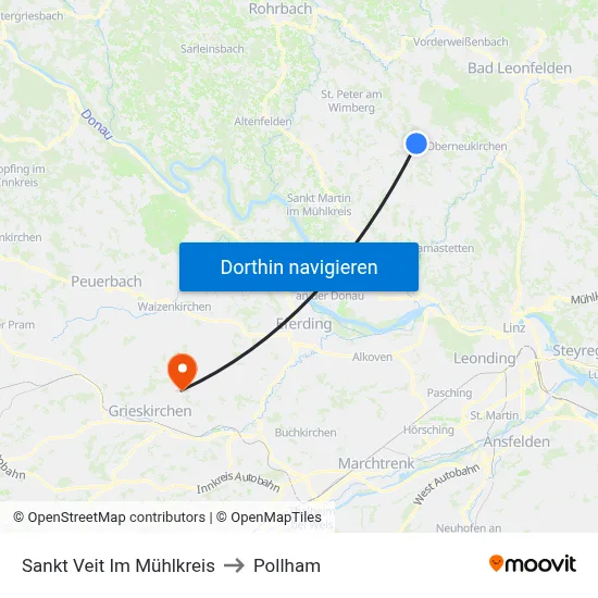 Sankt Veit Im Mühlkreis to Pollham map