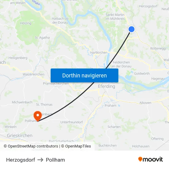 Herzogsdorf to Pollham map