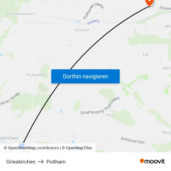 Grieskirchen to Pollham map