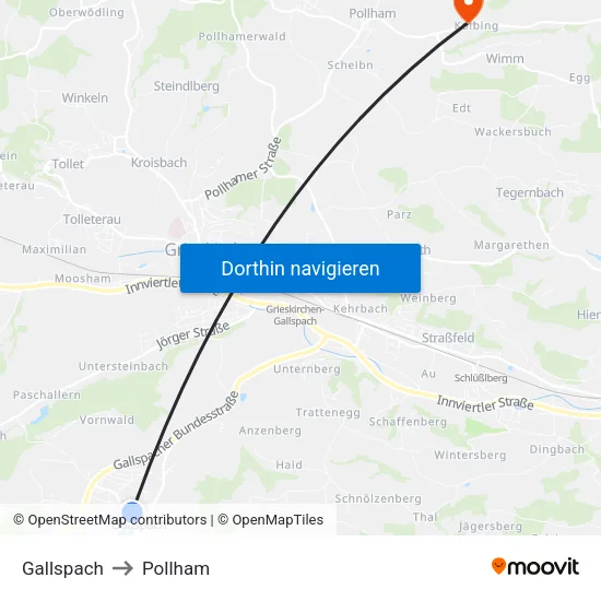 Gallspach to Pollham map