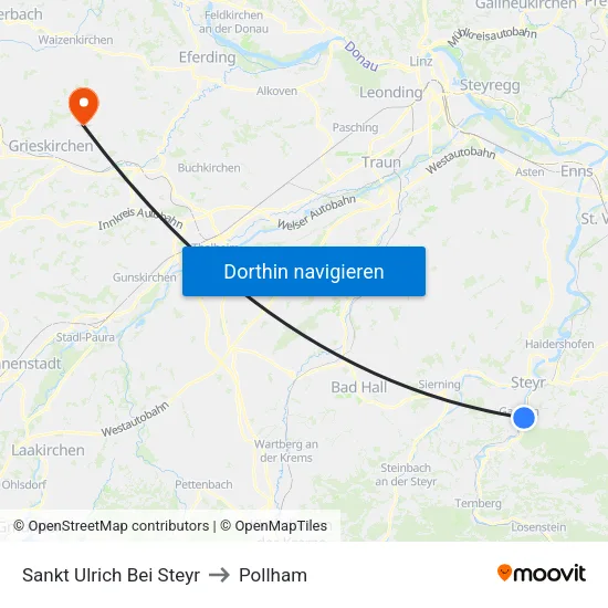 Sankt Ulrich Bei Steyr to Pollham map