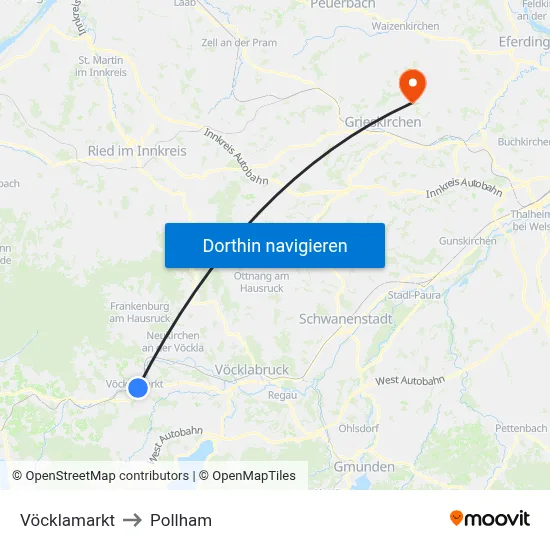 Vöcklamarkt to Pollham map