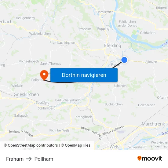 Fraham to Pollham map