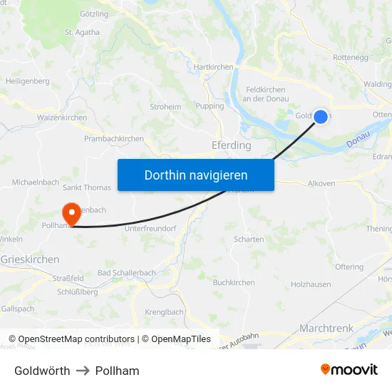 Goldwörth to Pollham map