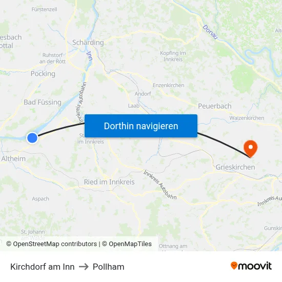 Kirchdorf am Inn to Pollham map