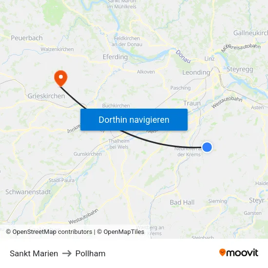 Sankt Marien to Pollham map