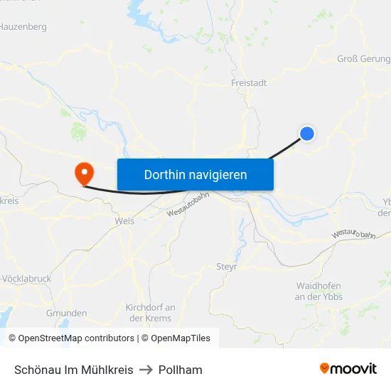 Schönau Im Mühlkreis to Pollham map