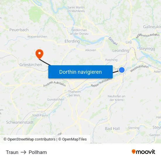 Traun to Pollham map