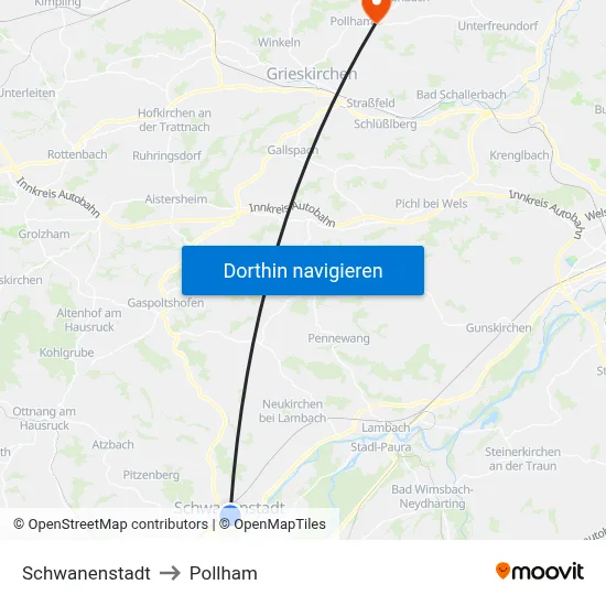 Schwanenstadt to Pollham map