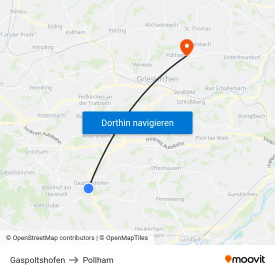 Gaspoltshofen to Pollham map
