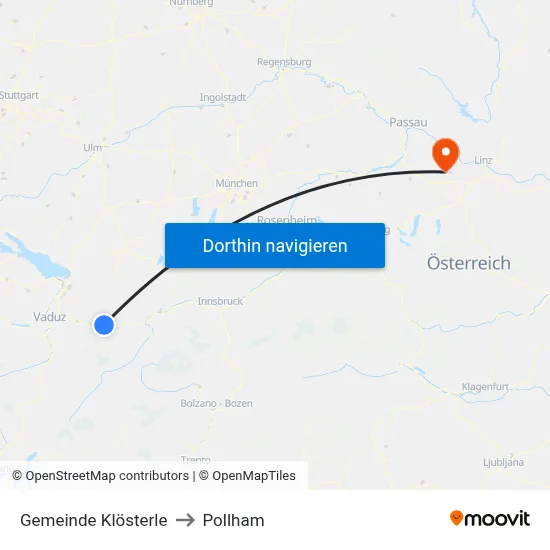 Gemeinde Klösterle to Pollham map