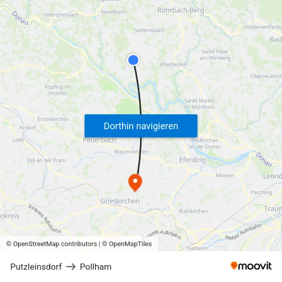 Putzleinsdorf to Pollham map