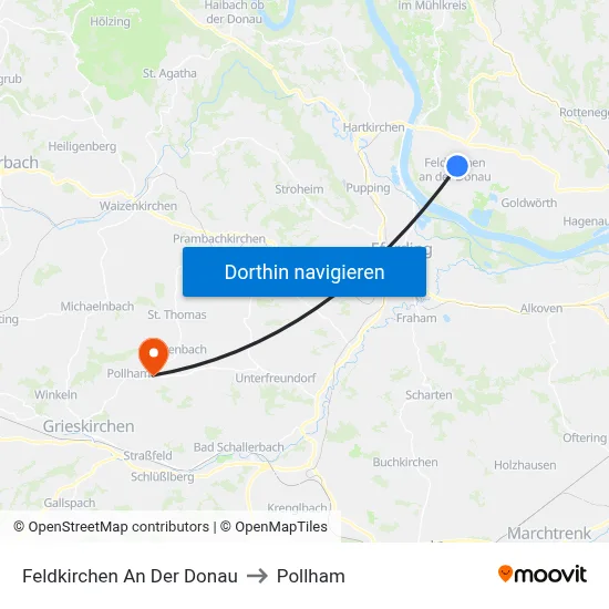 Feldkirchen An Der Donau to Pollham map