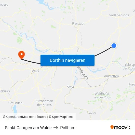 Sankt Georgen am Walde to Pollham map
