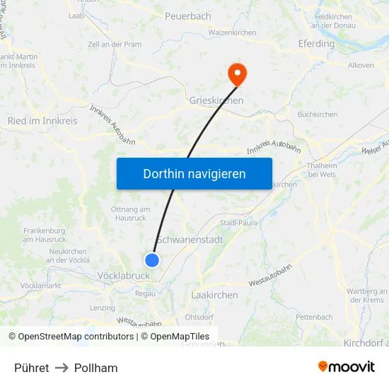 Pühret to Pollham map