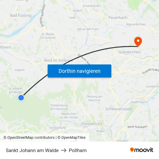 Sankt Johann am Walde to Pollham map