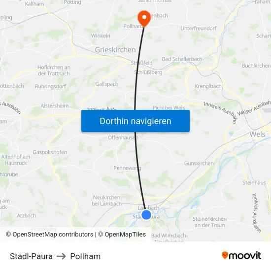 Stadl-Paura to Pollham map