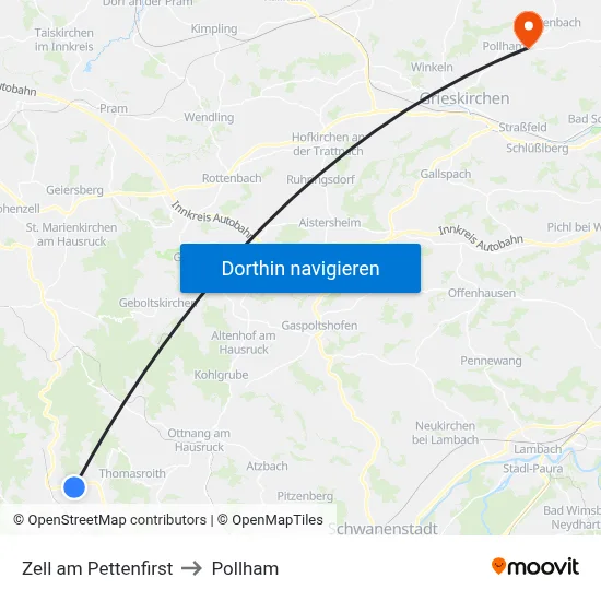 Zell am Pettenfirst to Pollham map