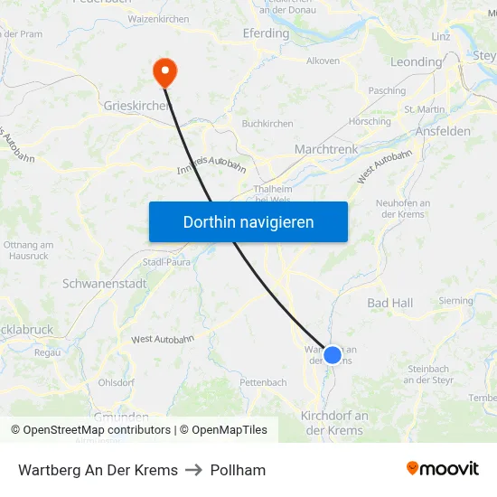 Wartberg An Der Krems to Pollham map