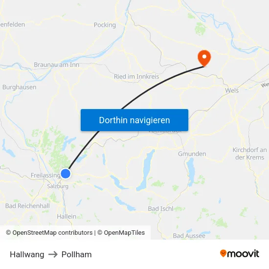 Hallwang to Pollham map