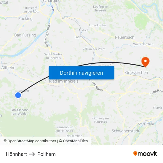 Höhnhart to Pollham map