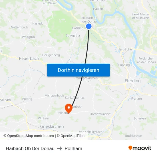 Haibach Ob Der Donau to Pollham map