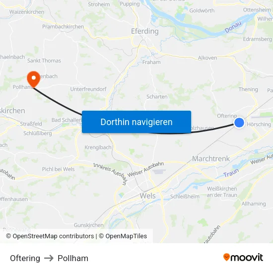 Oftering to Pollham map