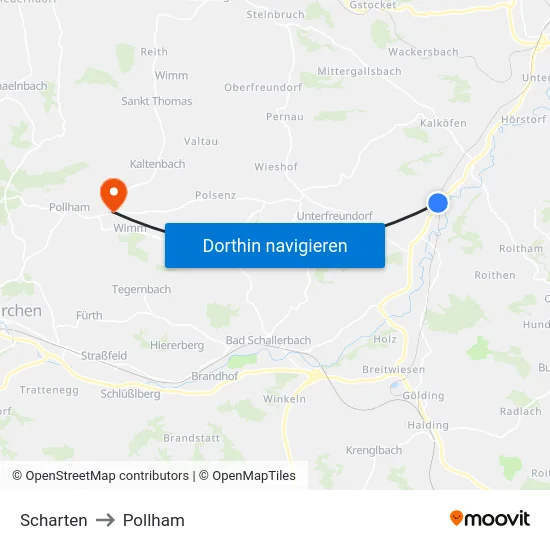 Scharten to Pollham map