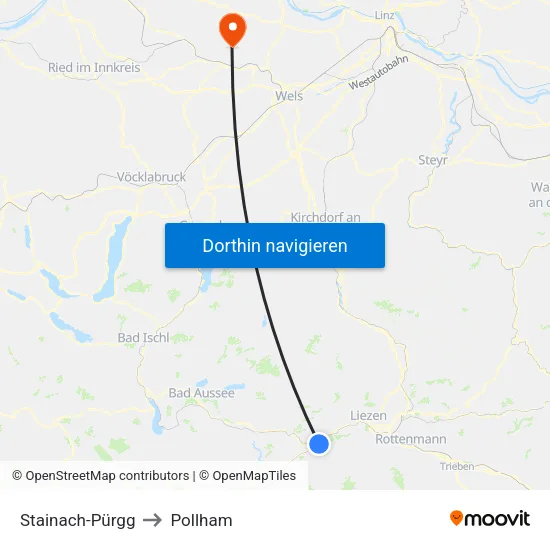 Stainach-Pürgg to Pollham map