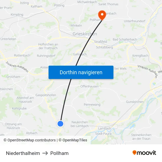 Niederthalheim to Pollham map