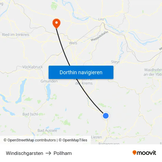 Windischgarsten to Pollham map