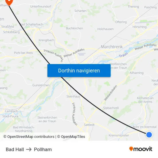 Bad Hall to Pollham map