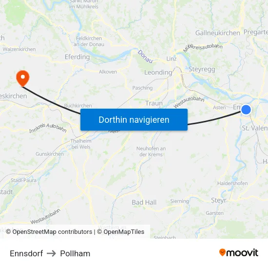 Ennsdorf to Pollham map