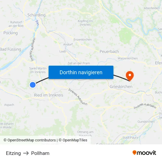 Eitzing to Pollham map