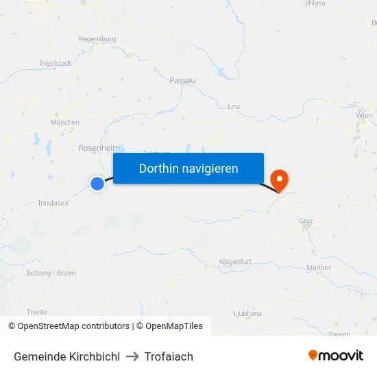 Gemeinde Kirchbichl to Trofaiach map